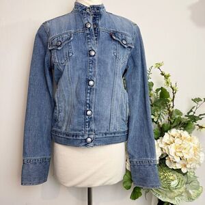 LEVI’S denim jacket | mandarin collar easy rider | small | vintage y2k | snap bu